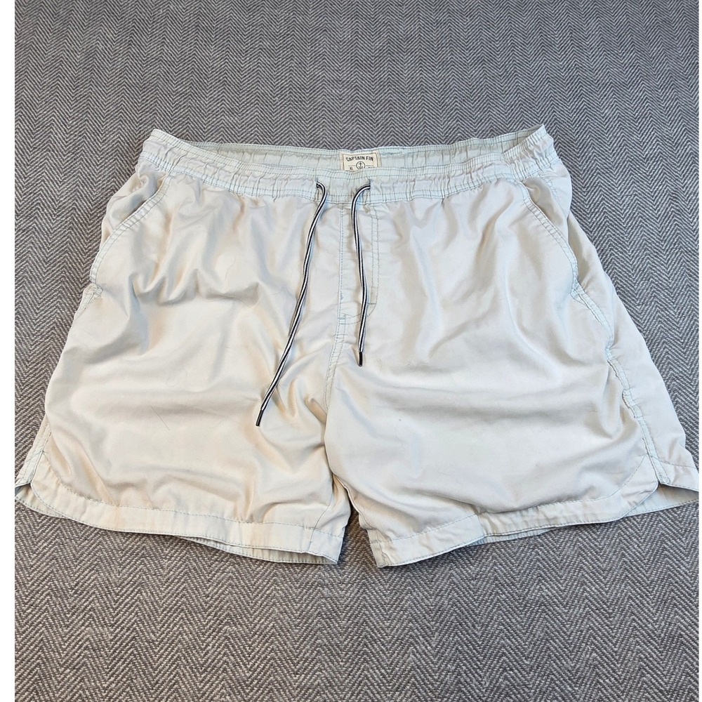 Captain Fin Mens XL Board Shorts Light Blue Mesh Lined Swim Trunks Nautical